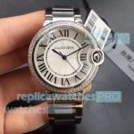 Clone TWF Cartier Ballon Bleu Diamond Bezel 36mm Stainless Steel 
